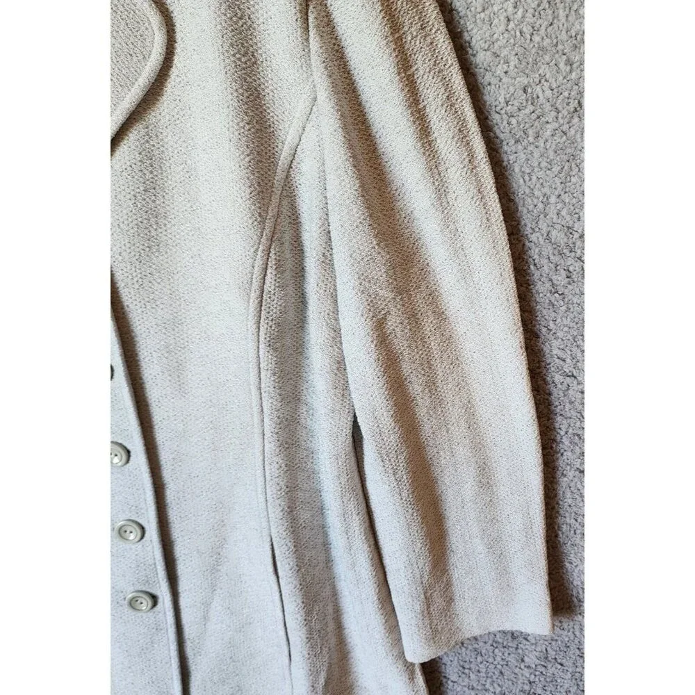 St. John Collection Women's 5 Button Front Knit Blazer Jacket Light Gray Size 14